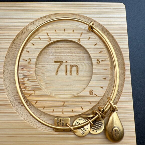 Alex And Ani Blue Teardrop Charm Gold-Tone Adjustable Bangle Bracelet Women’s Je - Picture 7 of 7